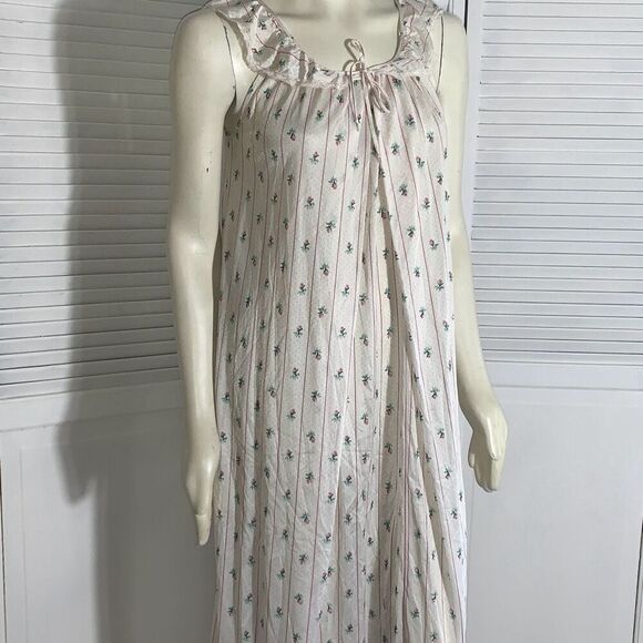 Vintage Sears Slip Dress Nylon Shiny Nightgown Lingerie Floral Stripe Size Small - Picture 4 of 15